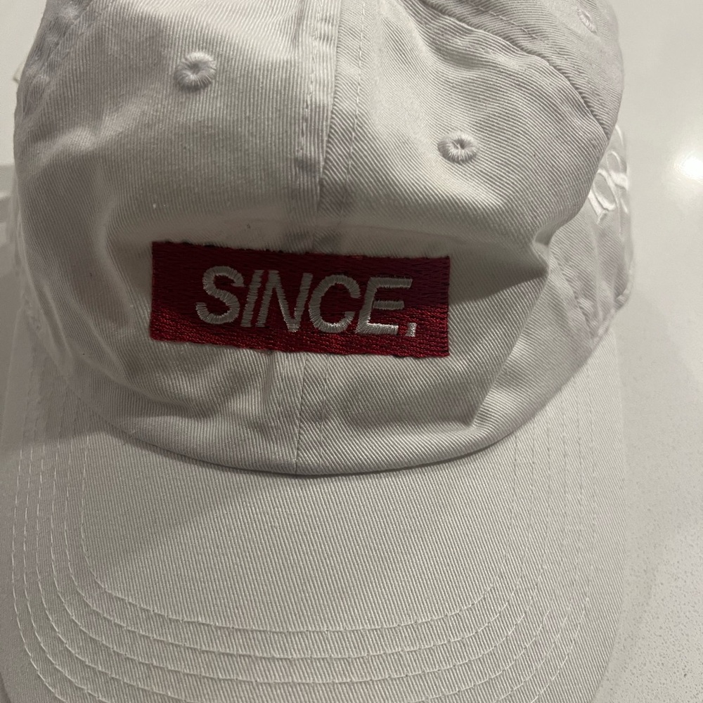 White Cap with Red Accent by